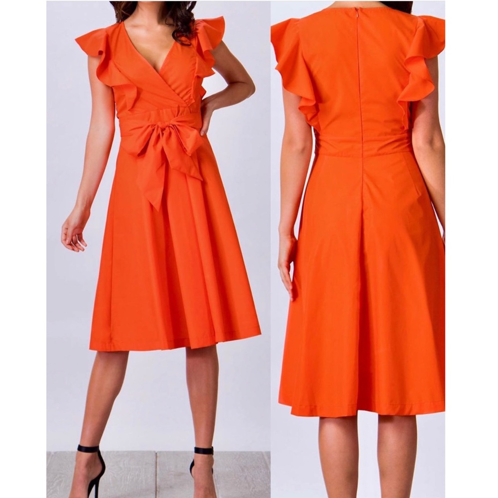 JEALOUS TOMATO Orange midi wrap dress